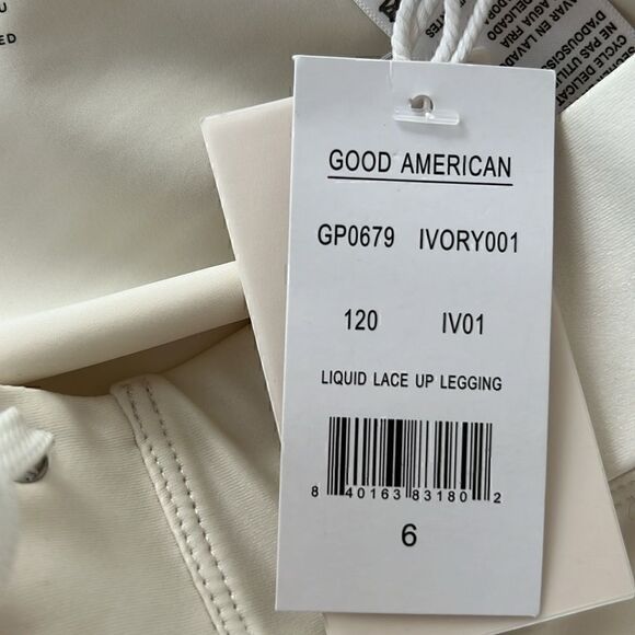 NWT Good American BOMBSHELL LIQUID LACE UP LEGGING in Ivory Size 6/3XL - Picture 6 of 14